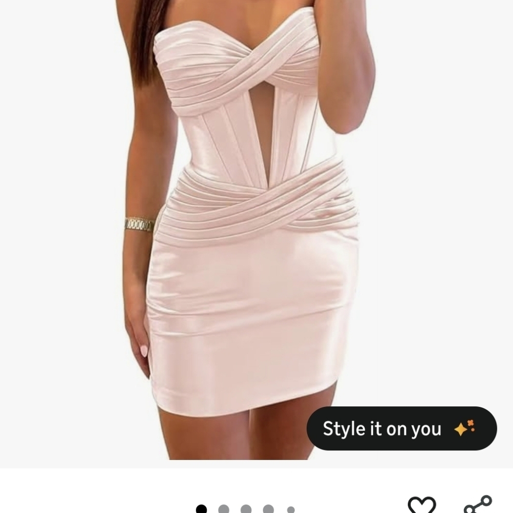 Amazon Strapless Light Pink Corset Mini Dress